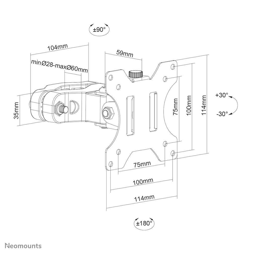 Neomounts FL40-430BL11 TV-paalsteun 17-32" - diam. 28-60 mm